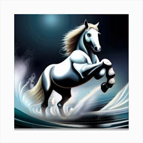 White Horse In The Water Canvas Print