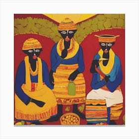 Three African Women Nutmeg Wall Art Canvas Print