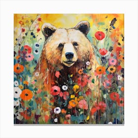 Bear and flowers Canvas Print