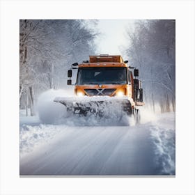 Snow Plow Driving In The Snow Canvas Print