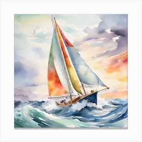 Rainbow Sailing Boat Canvas Print