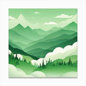 Misty mountains background in green tone 165 Canvas Print