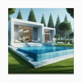 Modern House With Swimming Pool 4 Canvas Print