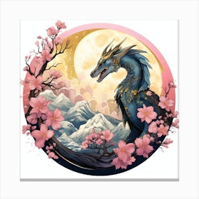 Dragon In Cherry Blossoms Canvas Print