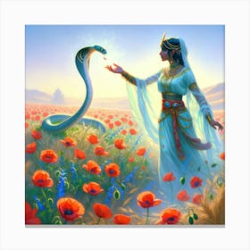 Egyptian Woman And Snake 1 Canvas Print