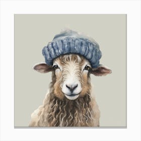 Watercolour Sheep in Wooly Hat Rory Canvas Print