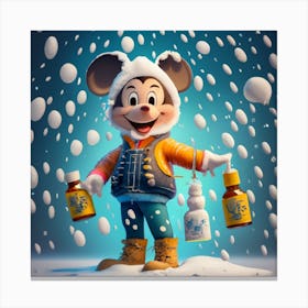Mickey Mouse In The Snow Canvas Print