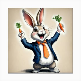 Rabbit Holding Carrots 6 Canvas Print