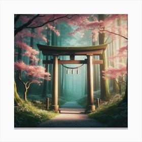 Torii Gate In The Forest Canvas Print