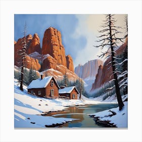 Cabin In The Snow 5 Canvas Print