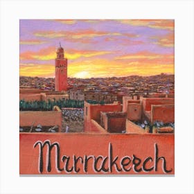 Mini Painting Marrakech City At Sunset Very Deta Canvas Print