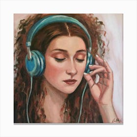 Woman Listening To Music Canvas Print