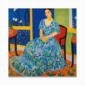 Woman In A Blue Dress 6 Canvas Print