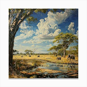 A Hwange National Park In Zimbabwe Oil Painting Canvas Print