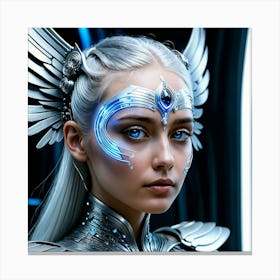 Futuristic Girl With Wings 6 Canvas Print