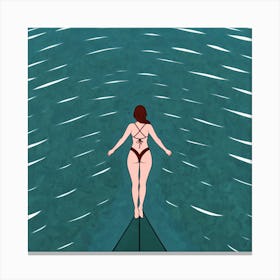 Woman In Bikini On Surfboard 3 Canvas Print