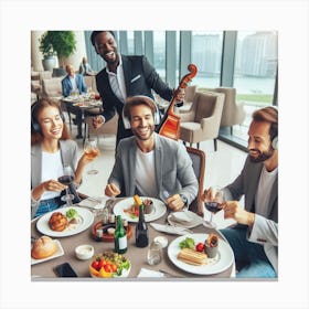 Group Of People At A Restaurant Canvas Print