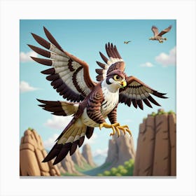 Default A Majestic Predatory Hawk Swoops Down Swiftly Catching 2 Canvas Print