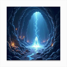 A Glowing Crystal Cavern Deep Underground With Magic Energy 1 Canvas Print