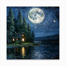 Night By The Lake Canvas Print