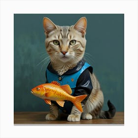 Default Cat With Fish Art 0 Canvas Print