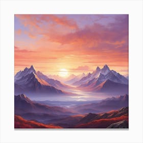 Sunset In The Mountains Canvas Print