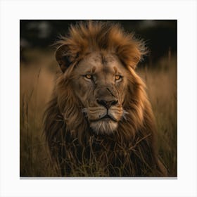 Lion In The Grass Canvas Print