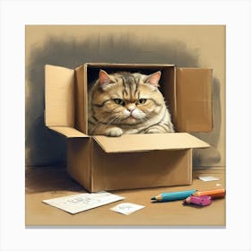 Cat In A Box 16 Canvas Print