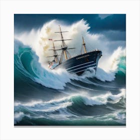 Ship In The Storm Canvas Print