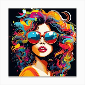 Girl With Colorful Hair 1 Canvas Print