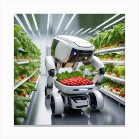 Robot In A Supermarket 1 Canvas Print