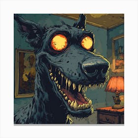 Vintage 80s Nightmarish Dog Canvas Print