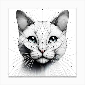 Cat Head - Abstract Line Art Illustration 250 Canvas Print