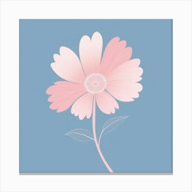 A White And Pink Flower In Minimalist Style Square Composition 254 Canvas Print