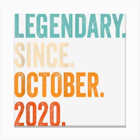 Legendary Since October 2020 2nd Birthday Canvas Print