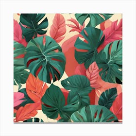 Aesthetic style, Abstraction with tropical leaf 17 Canvas Print