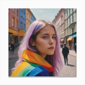 Rainbow Haired Girl Canvas Print