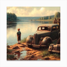 Boy By The River Canvas Print