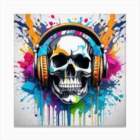 Skull With Headphones 61 Canvas Print