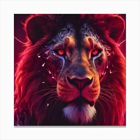 Cyber Lion With Red Eyes Canvas Print