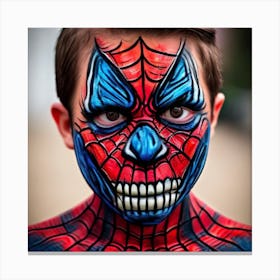 Spiderman Face Painting Canvas Print