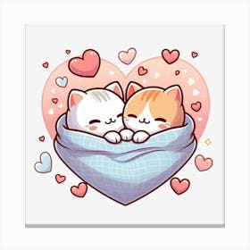 Valentine's Day Lovely Cat Couple 22 Canvas Print