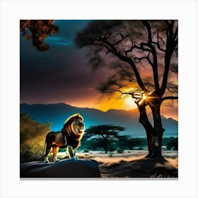 Lion In The Savannah 2 Canvas Print