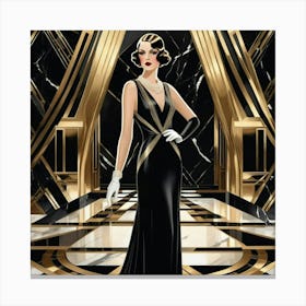 Stylish Lady 01 - Art Deco Style Canvas Print