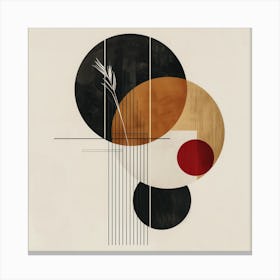 Earthen Geometry: Minimalist Fusion of Circles, Lines, and Wheat Canvas Print