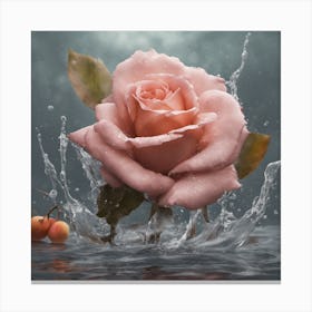 Pink Rose In Water Canvas Print