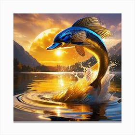 Fish Jumping Out Of Water Canvas Print