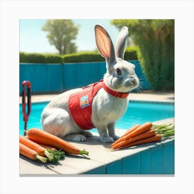 Rabbit By The Pool 1 Canvas Print