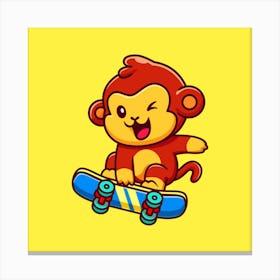 Monkey Skateboarding. Canvas Print