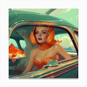 Girl In A Car 10 Canvas Print